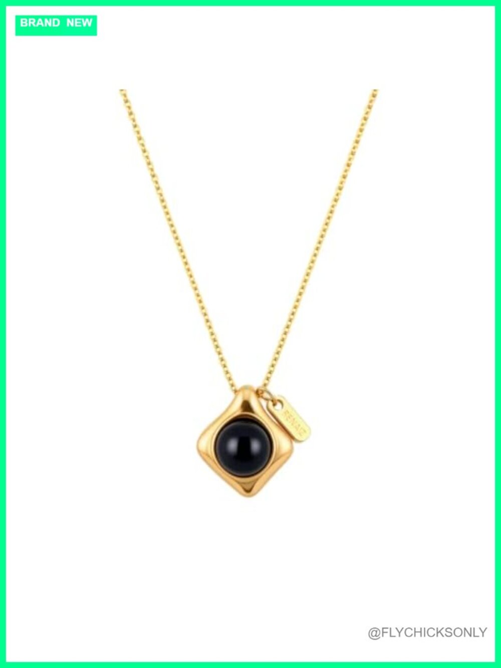 18K Gold Plated Natural Gemstone Pendant Necklace Stainless Steel
